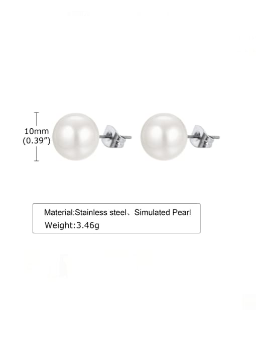 ES 047 Titanium Steel Imitation Pearl Geometric Minimalist Stud Earring