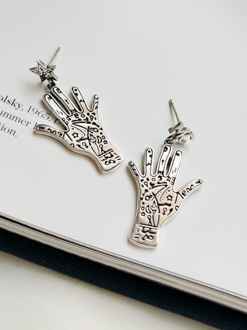 Boomer Cat 925 Sterling Silver Vintage palm Earring