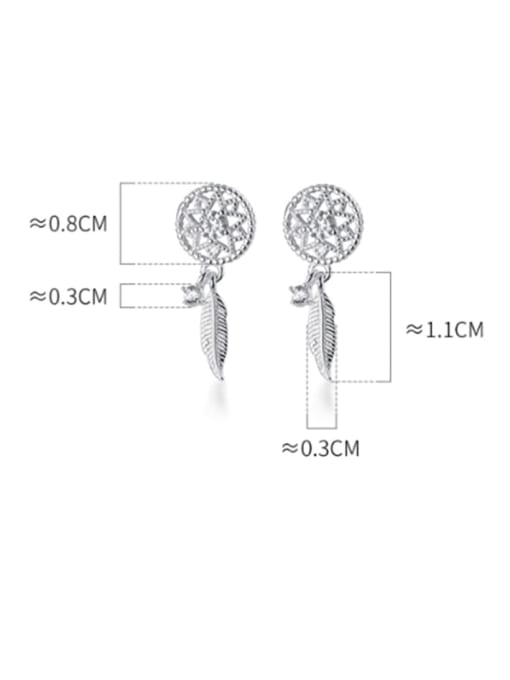 Rosh 925 Sterling Silver With Platinum Plated Fashion Feather Drop Earrings 4