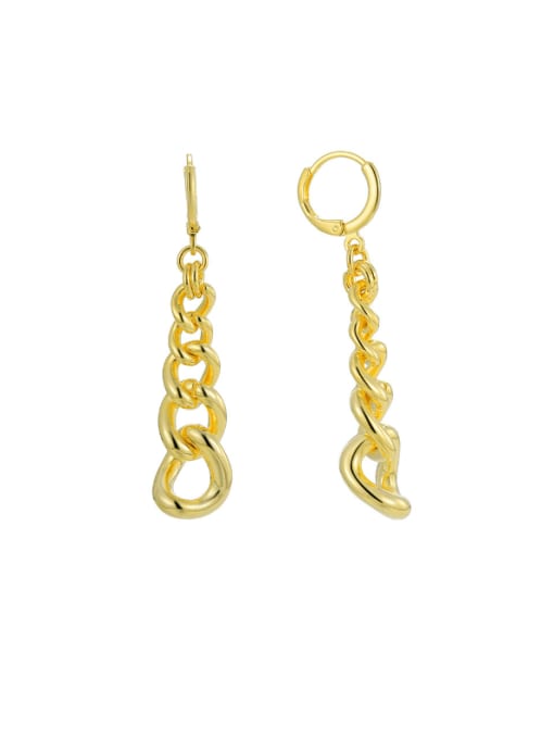 Golden hip-hop style drop earrings Brass Geometric Chain Minimalist Drop Earring
