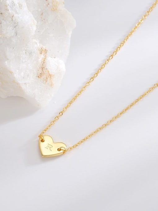 CHARME Brass Heart Letter Pendant  Minimalist  Necklace 2