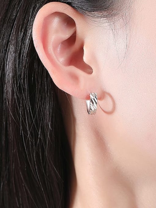 CCUI 925 Sterling Silver Geometric Trend Huggie Earring 1
