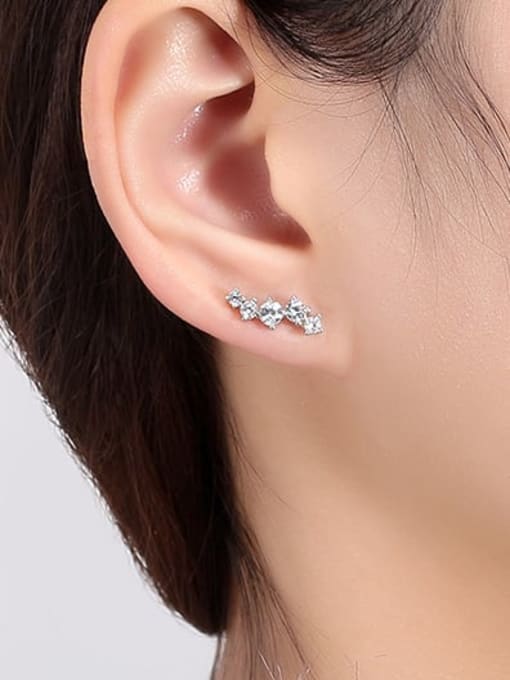 RINNTIN 925 Sterling Silver Cubic Zirconia Geometric Minimalist Stud Earring 1