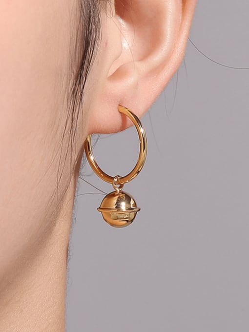 CHARME Brass Hollow Round Ball Minimalist Huggie Earring 1