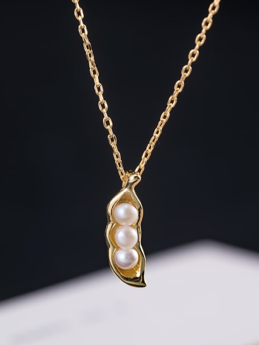 Pea chain 925 Sterling Silver Imitation Pearl Irregular Vintage Necklace