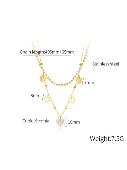 Open Sky Titanium Steel Cubic Zirconia Heart Minimalist Multi Strand Necklace 3