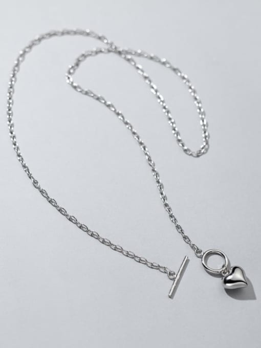 Rosh 925 Sterling Silver Heart Minimalist Hollow Chain Necklace 2