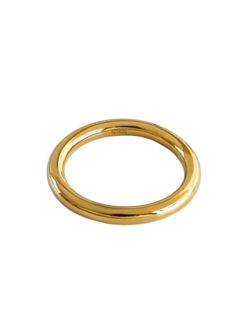 DAKA 925 Sterling Silver With Gold Plated Simplistic Round Band Rings