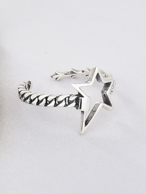 Irregular star retro Necklace 925 Sterling Silver  Retro simple irregular five-pointed star Band Ring
