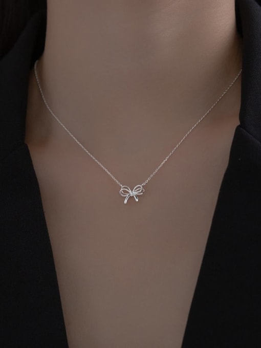 Rosh 925 Sterling Silver  Minimalist Hollow Butterfly Pendant  Necklace 1