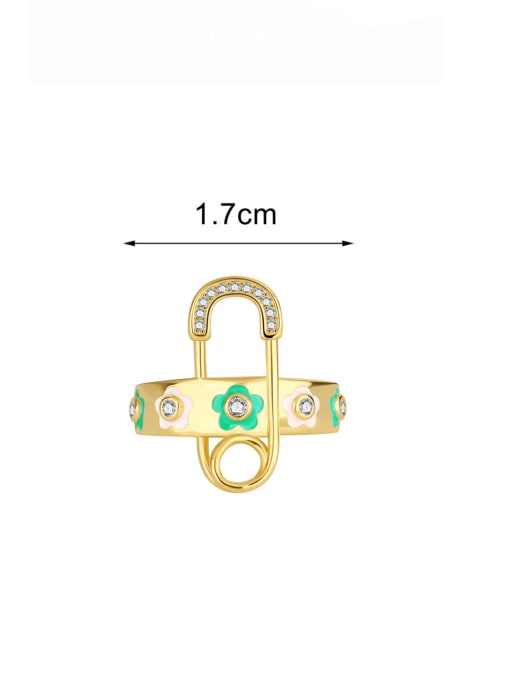 CHARME Brass Enamel Cross Minimalist Band Ring 2