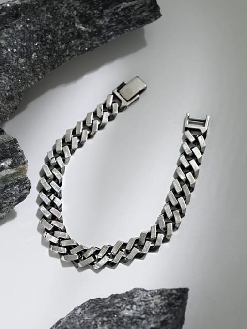 DAKA 925 Sterling Silver Geometric Chain Vintage Bracelet 2