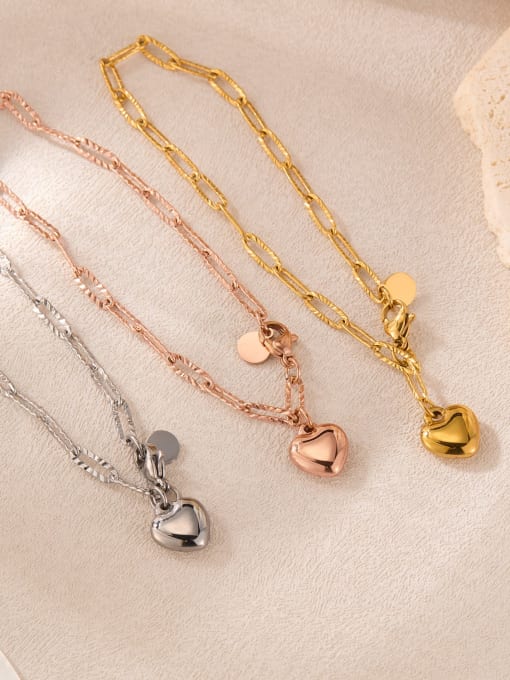 Open Sky Titanium Steel Heart Minimalist Link Bracelet 2