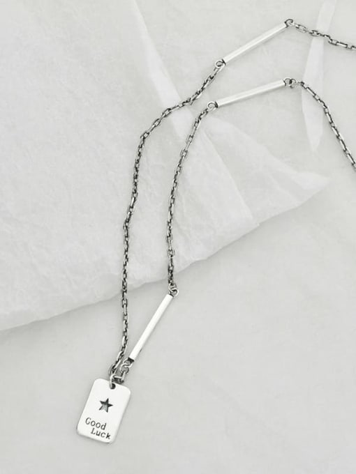 SHUI Vintage  Sterling Silver With Antique Silver Plated Simplistic Geometric Necklaces 3