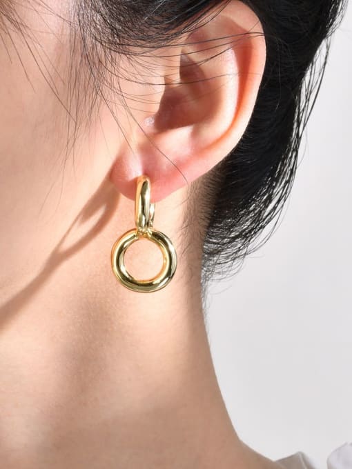 CONG Brass Geometric Minimalist Drop Earring 1