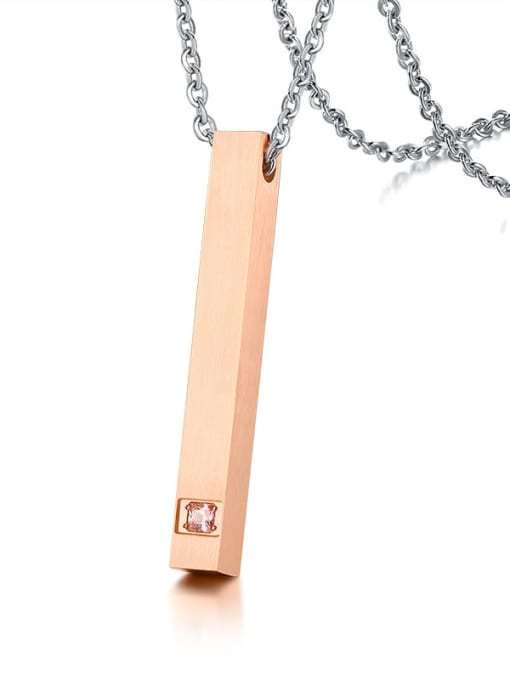 Rose gold with steel color chain 925 Sterling Silver Rhinestone Geometric Minimalist Necklace