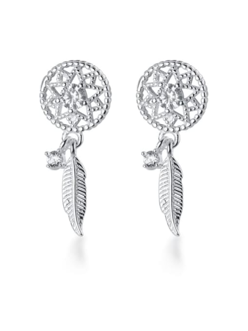 Rosh 925 Sterling Silver With Platinum Plated Fashion Feather Drop Earrings 3