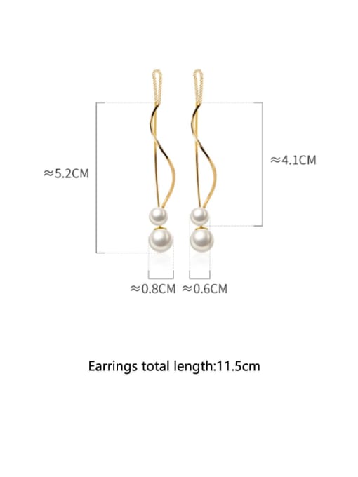Rosh 925 Sterling Silver Imitation Pearl Tassel Minimalist Threader Earring 2
