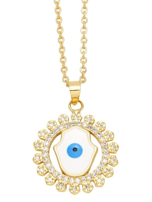 rotundity Brass Enamel Evil Eye Trend Necklace