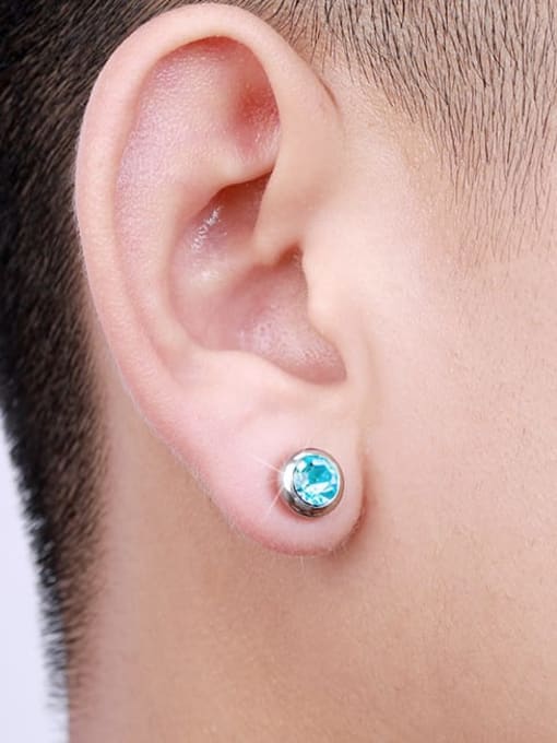 BSL Titanium Rhinestone Multi Color Round Minimalist Stud Earring 2