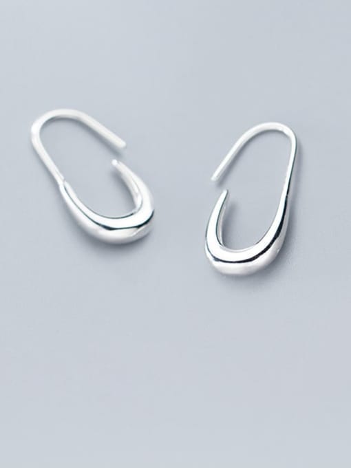 Rosh 925 Sterling Silver Simple glossy oval Earring 1