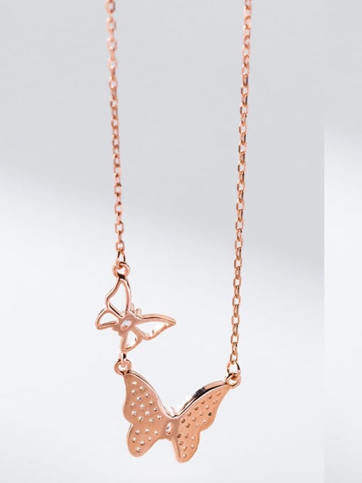 Rosh 925 Sterling Silver Cubic Zirconia Butterfly Dainty Necklace 4