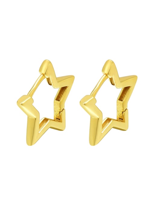 18K gold 925 Sterling Silver Hollow  Pentagram Minimalist Huggie Earring
