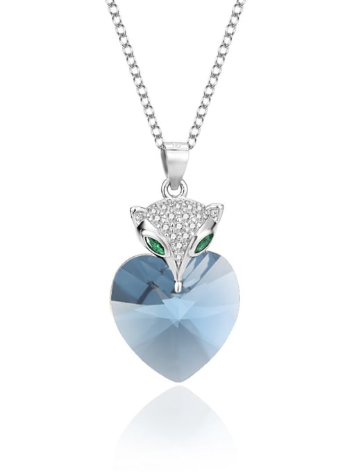 JYXZ 070 (denim) 925 Sterling Silver Austrian Crystal Heart Classic Necklace