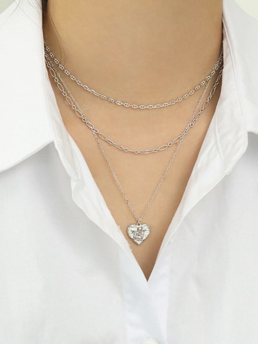 DAKA 925 Sterling Silver Hollow Geometric Minimalist Chain Necklace 2