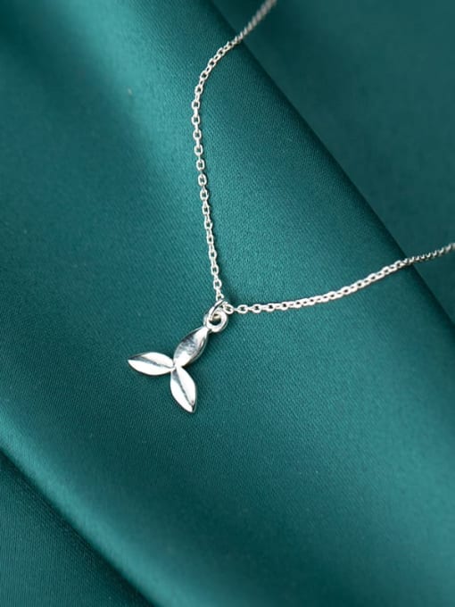 Rosh 925 sterling silver simple smooth Flower Pendant Necklace 2