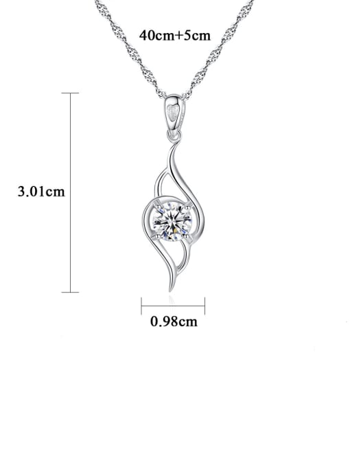 CCUI 925 Sterling Silver Rhinestone Water Drop Minimalist Necklace 2
