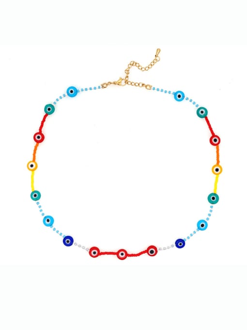 C N210006A Zinc Alloy MGB beads Multi Color Evil Eye Bohemia Necklace