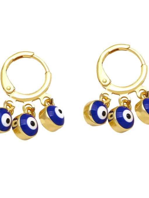 Dark Blue Brass Enamel Evil Eye Minimalist Huggie Earring