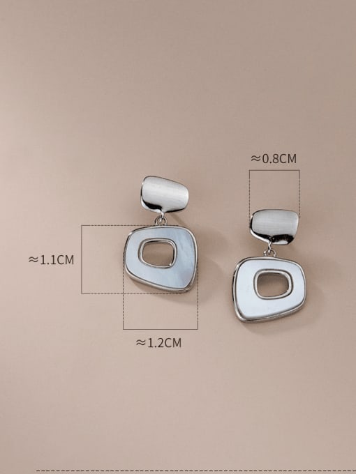 Rosh 925 Sterling Silver Shell Geometric Minimalist Drop Earring 2