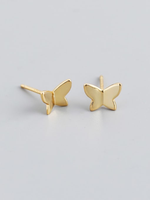Gold (with plastic plug) 925 Sterling Silver Butterfly Minimalist Stud Earring