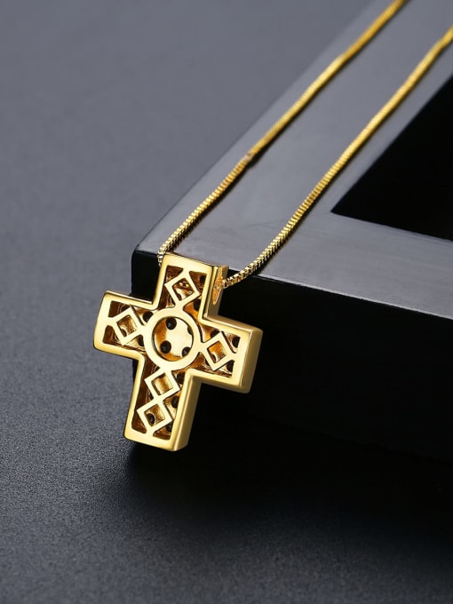 BLING SU Brass Cubic Zirconia Cross Dainty Regligious Necklace 3
