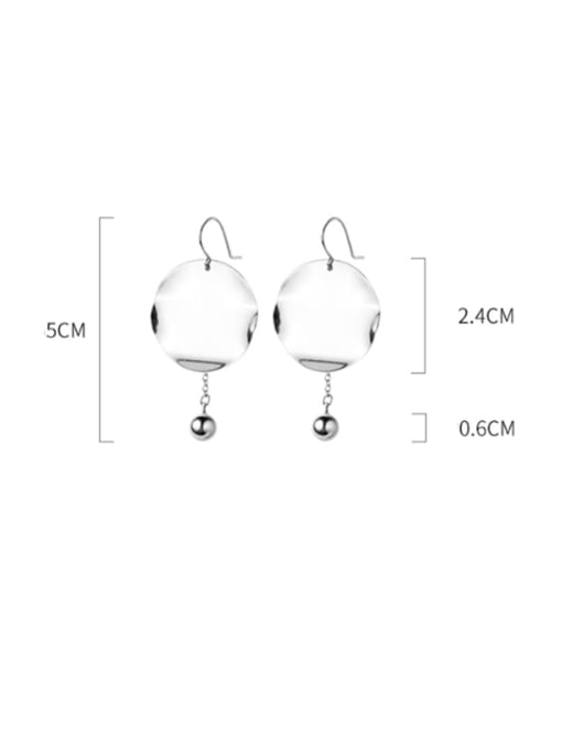 Rosh 925 Sterling Silver Smooth Round Minimalist Hook Earring 2