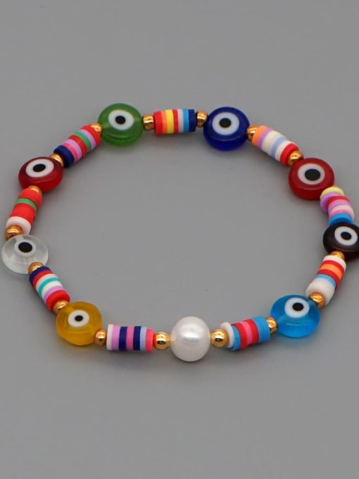 Roxi Stainless steel Glass Bead Multi Color Evil Eye Bohemia Handmade Weave Bracelet