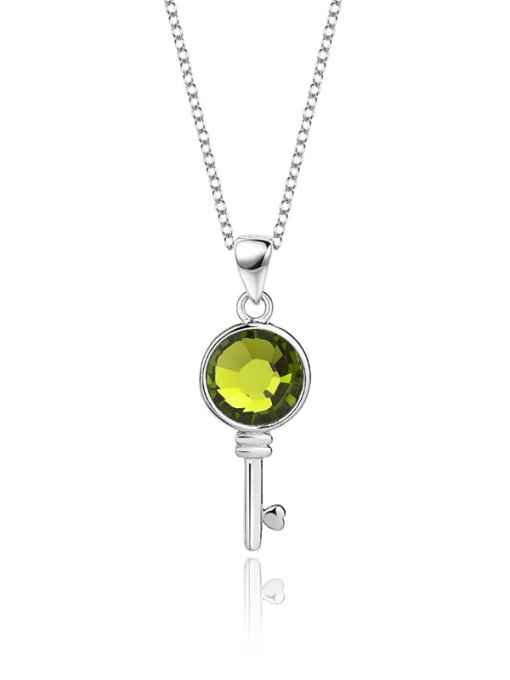 JYXZ 003 (dark green) 925 Sterling Silver Austrian Crystal Key Classic Necklace