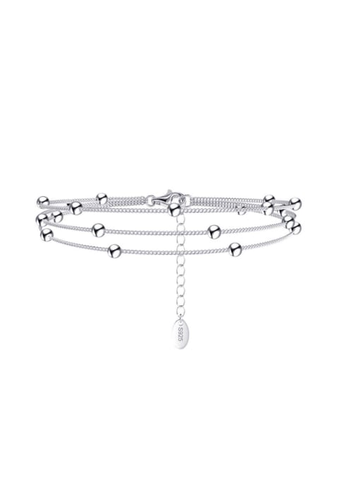 Platinum,  length 16 +5 cm, weight 3.42g 925 Sterling Silver Heart Minimalist Strand Bracelet