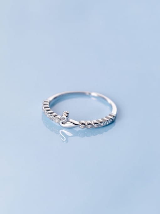Rosh 925 Sterling Silver Cubic Zirconia Swan Minimalist Band Ring 0