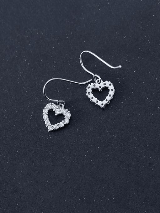 Rosh 925 Sterling Silver Cubic Zirconia Heart Dainty Hook Earring 1