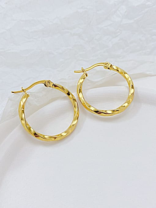 702 gold plated earrings Titanium Steel Round Minimalist Hoop Earring