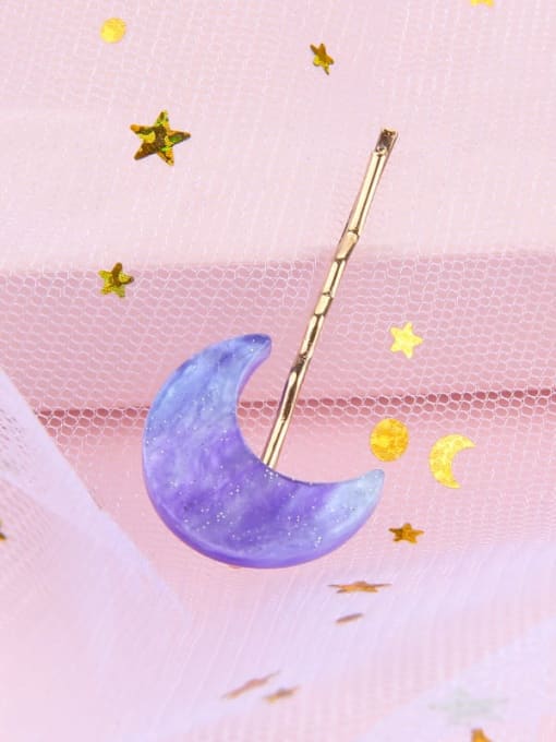 Moon and sky purple Alloy Cellulose Acetate Minimalist Heart Hair Pin