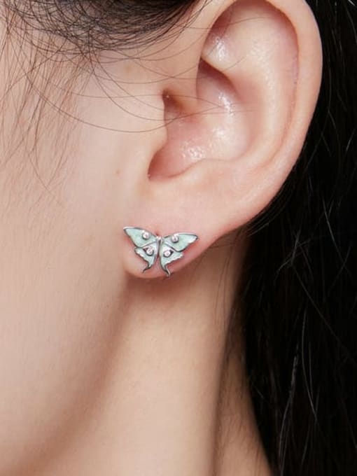Jare 925 Sterling Silver Enamel Butterfly Minimalist Stud Earring 1
