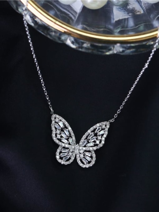DUDU Brass Cubic Zirconia Butterfly Dainty Necklace 1