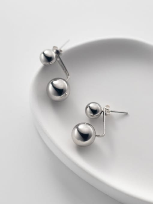 Rosh 925 Sterling Silver Bead Round Minimalist Stud Earring