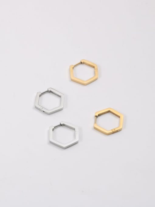 GROSE Titanium Steel Hexagon Minimalist Huggie Earring 3