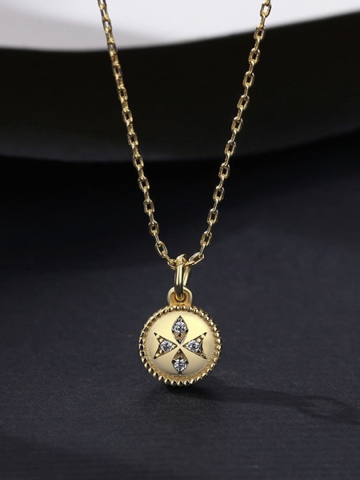 14K 14I03 gold 925 Sterling Silver Rhinestone Geometric Minimalist Necklace