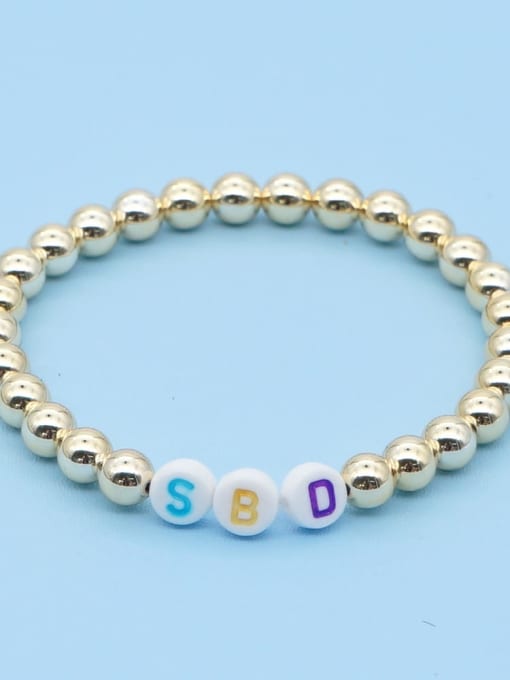 QT B200204A Stainless steel Bead Multi Color Letter Bohemia Stretch Bracelet